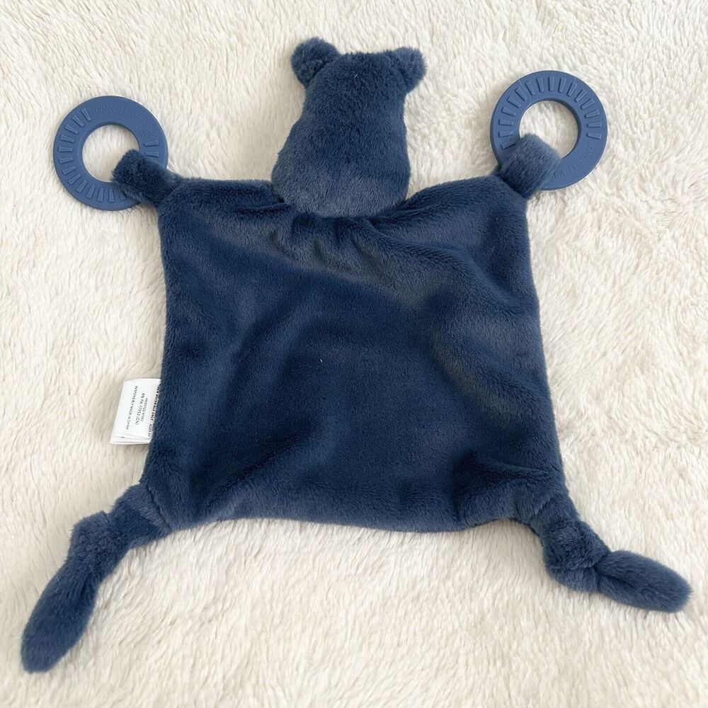 Bella Tunno Dark Blue Hippo Lovey Rattle Teething Rings Plush Baby Toy - Picture 5 of 6
